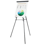 3-Leg Telescoping Easel With Pad Retainer, Adjusts 34" To 64", Aluminum, Black