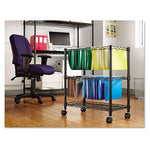 Two-Tier File Cart for Front-to-Back + Side-to-Side Filing, Metal, 1 Shelf, 3 Bins, 26" x 14" x 29.5", Black