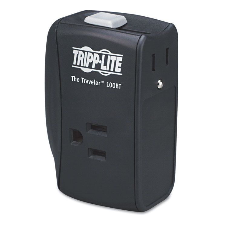 Protect It! Portable Surge Protector, 2 AC Outlets, 1,050 J, Black