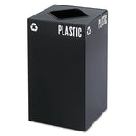 Public Square Recycling Receptacles, Plastic Recycling, 25 gal, Steel, Black