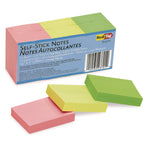 Self-Stick Notes, 1.5" x 2", Assorted Neon Colors, 100 Sheets/Pad, 12 Pads/Pack