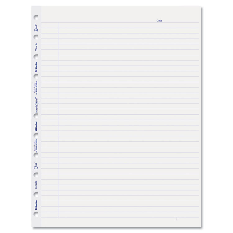 Miraclebind Ruled Paper Refill Sheets For All Miraclebind Notebooks And Planners, 11 X 9.06, White/blue Sheets, Undated