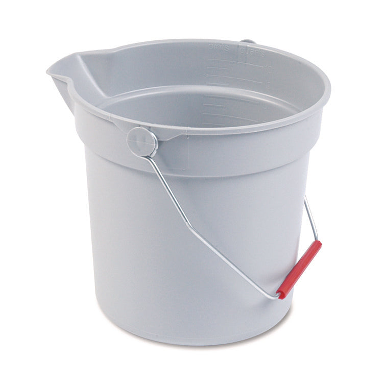 10 Quart Plastic Utility Pail, Plastic, Gray, 10.5" dia