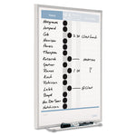 Matrix Employee In/Out Board, Vertical, 15-Person Tracking, 11" x 16", White Surface, Satin Aluminum Frame