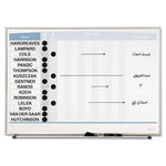 Matrix Employee In/Out Board, Horizontal, 15-Person Tracking, 23" x 16", White Surface, Satin Aluminum Frame