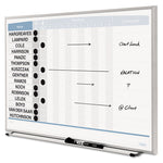 Matrix Employee In/Out Board, Horizontal, 15-Person Tracking, 23" x 16", White Surface, Satin Aluminum Frame