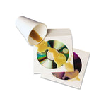 Tech-No-Tear Poly/Paper CD/DVD Sleeves, 1 Disc Capacity, White, 100/Box