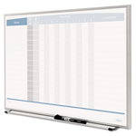Matrix Employee In/Out Board, Horizontal, 15-Person Tracking, 23" x 16", White Surface, Satin Aluminum Frame