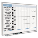 Matrix Employee In/Out Board, Horizontal, 15-Person Tracking, 23" x 16", White Surface, Satin Aluminum Frame