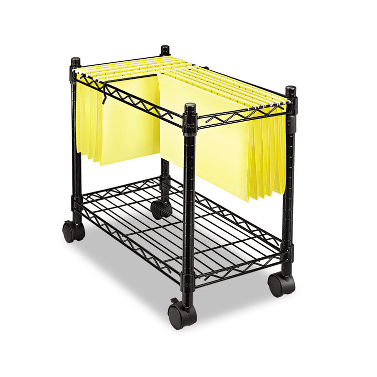 High-Capacity Rolling File Cart, Metal, 1 Shelf, 2 Bins, 24" X 14" X 20.5", Black