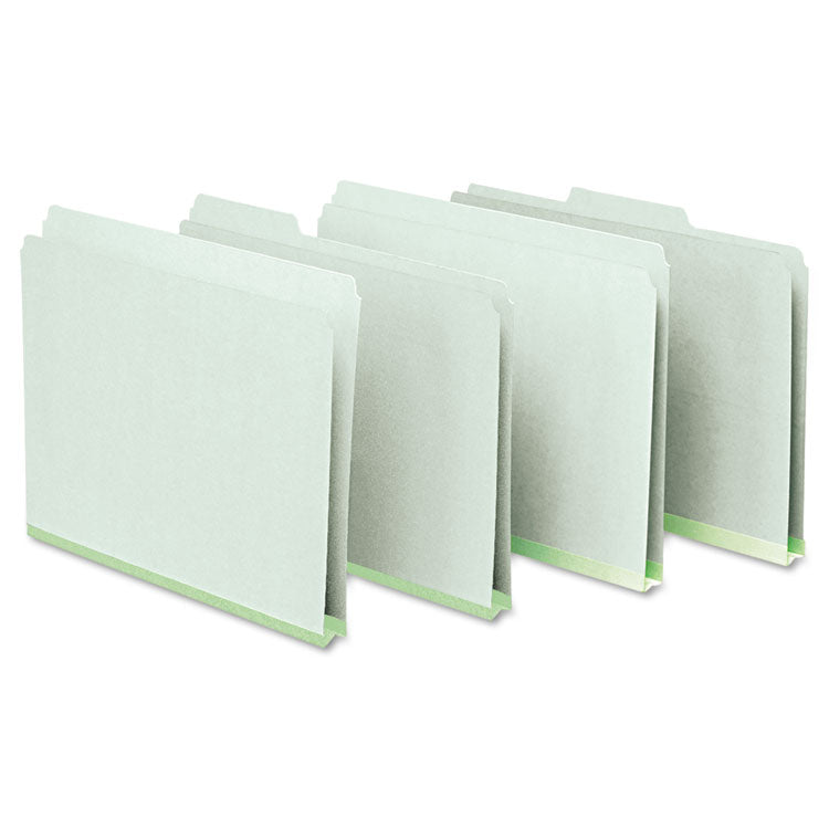 Pressboard Expanding File Folders, 1/3-Cut Tabs: Assorted, Letter Size, 1" Expansion, Green, 25/Box