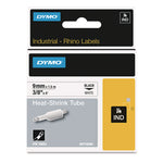 Rhino Heat Shrink Tubes Industrial Label Tape, 0.37" X 5 Ft, White/black Print