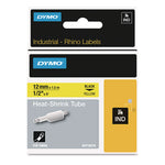 Rhino Heat Shrink Tubes Industrial Label Tape, 0.5" X 5 Ft, White/black Print