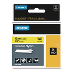 Rhino Flexible Nylon Industrial Label Tape, 0.5" X 11.5 Ft, Yellow/black Print