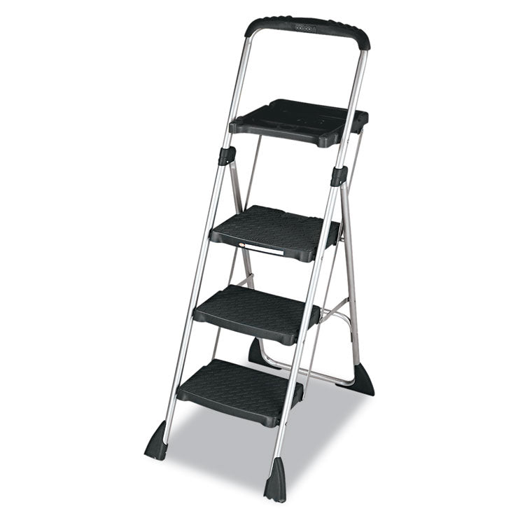 Max Work Platform, 55" Working Height, 225 lb Capacity, 3 Steps, Steel, Black