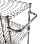 Three-Tier Wire Cart with Basket, Metal, 2 Shelves, 1 Bin, 500 lb Capacity, 28" x 16" x 39", Black Anthracite