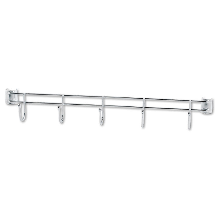 Hook Bars For Wire Shelving, Five Hooks, 24" Deep, Silver, 2 Bars/pack
