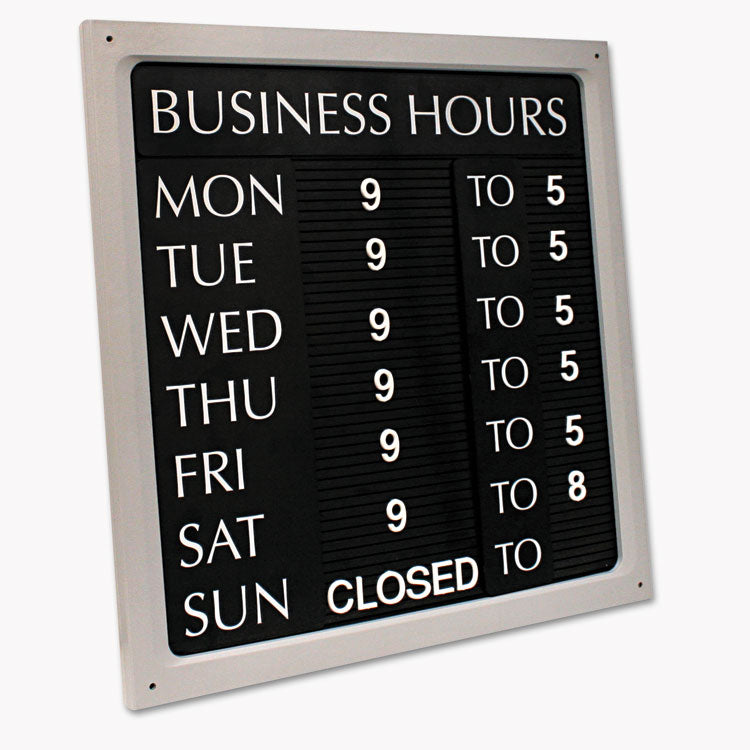 Message/Business Hours Sign, 15 x 20.5, Black/Red