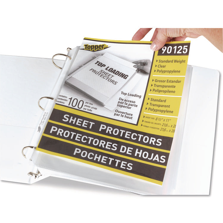 Polypropylene Sheet Protectors, Medium-Duty, Side: 3-Hole Punched, Top Load 8.5 x 11 Insert, Clear Front, 100/Box