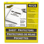 Polypropylene Sheet Protectors, Medium-Duty, Side: 3-Hole Punched, Top Load 8.5 x 11 Insert, Clear Front, 100/Box