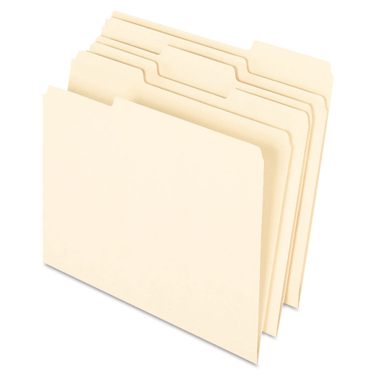 Earthwise by Pendaflex 100% Recycled Manila File Folder, 1/3-Cut Tabs: Assorted, Letter, 0.75" Expansion, Manila, 100/Box