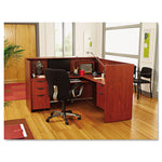 Alera Valencia Series Reception Desk With Transaction Counter, 71" X 35.5" X 29.5" To 42.5", Medium Cherry