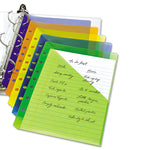 Small Binder Pockets, Standard, 7-Hole Punched, Assorted, 9.25 x 5.5, 5/Pack