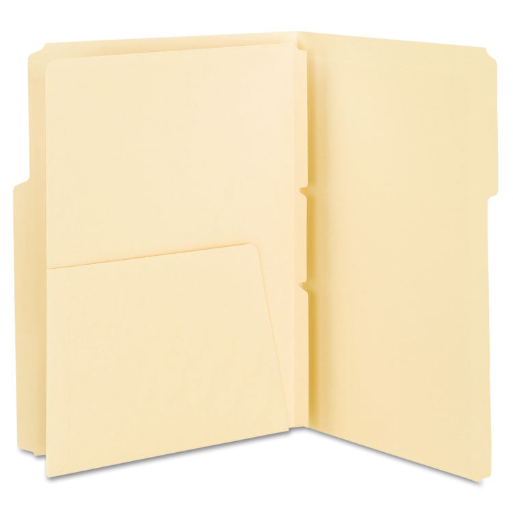Self-Adhesive Folder Dividers with 5.5" Pockets for Top/End Tab Folders, 1 Fastener, Letter Size, Manila, 25/Pack