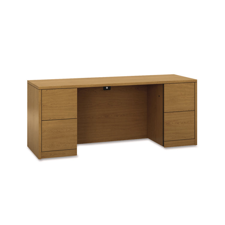 10500 Series Kneespace Credenza With Full-Height Pedestals, 72w x 24d x 29.5h, Harvest