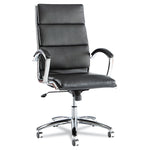 Alera Neratoli High-Back Slim Profile Chair, Faux Leather, 275 Lb Cap, 17.32" To 21.25" Seat Height, Black Seat/back, Chrome