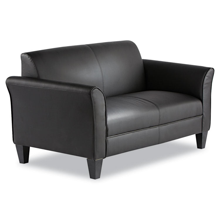 Alera Reception Lounge Sofa Series, Two-Cushion Loveseat, 55.5" x 31.5" x 33.07", Black
