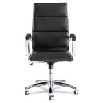 Alera Neratoli High-Back Slim Profile Chair, Faux Leather, 275 Lb Cap, 17.32" To 21.25" Seat Height, Black Seat/back, Chrome