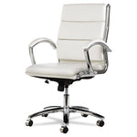 Alera Neratoli Mid-Back Slim Profile Chair, Faux Leather, Up To 275 Lb, 18.3" To 21.85" Seat Height, White Seat/back, Chrome