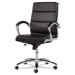 Alera Neratoli Mid-Back Slim Profile Chair, Faux Leather, Supports Up To 275 Lb, Black Seat/back, Chrome Base