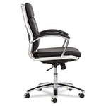 Alera Neratoli Mid-Back Slim Profile Chair, Faux Leather, Supports Up To 275 Lb, Black Seat/back, Chrome Base
