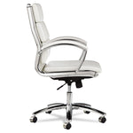 Alera Neratoli Mid-Back Slim Profile Chair, Faux Leather, Up To 275 Lb, 18.3" To 21.85" Seat Height, White Seat/back, Chrome