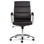 Alera Neratoli Mid-Back Slim Profile Chair, Faux Leather, Supports Up To 275 Lb, Black Seat/back, Chrome Base