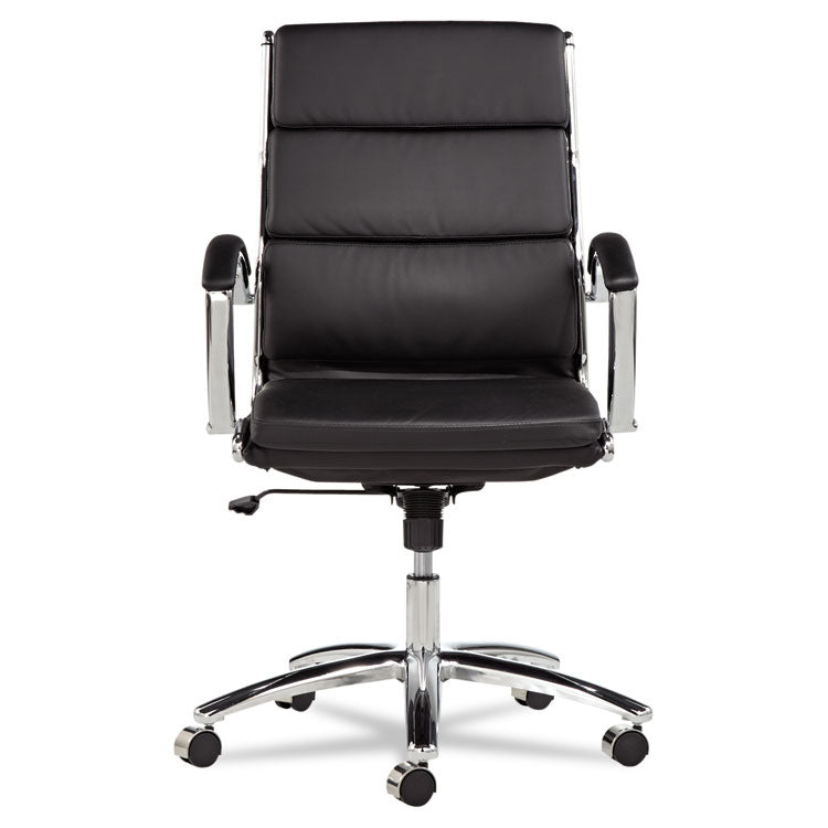 Alera Neratoli Mid-Back Slim Profile Chair, Faux Leather, Supports Up To 275 Lb, Black Seat/back, Chrome Base