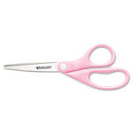 All Purpose Pink Ribbon Scissors, Breast Cancer Awareness, 8" Long, 3.5" Cut Length, Straight Pink Handle