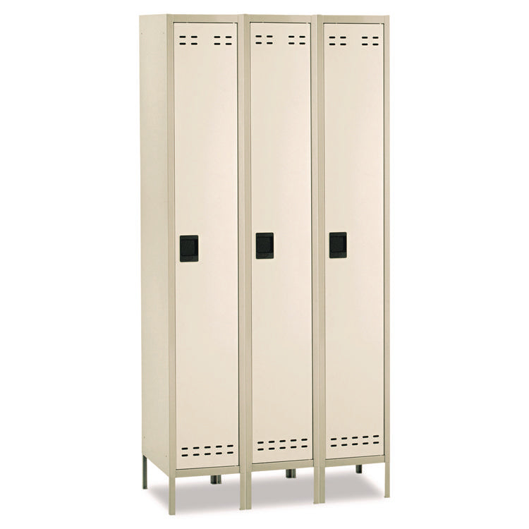 Single-Tier, Three-Column Locker, 36w X 18d X 78h, Two-Tone Tan