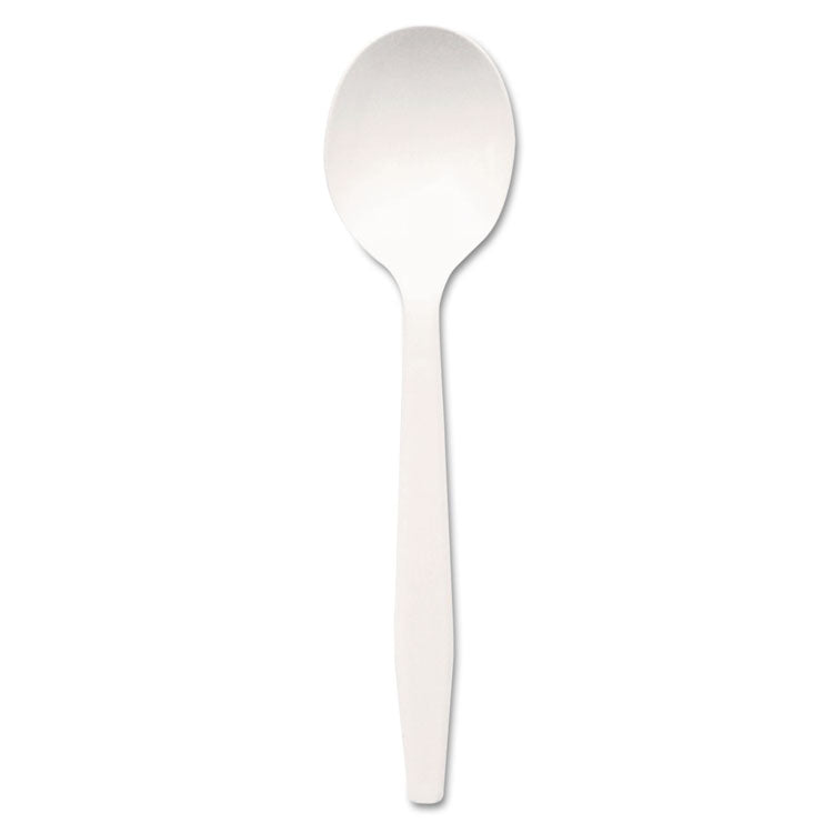 Plastic Cutlery, Mediumweight Soup Spoon, White, 1,000/Carton