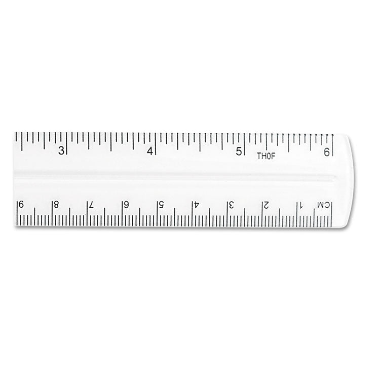 Transparent Shatter-Resistant Plastic Ruler, Standard/metric, 6" Long, Clear