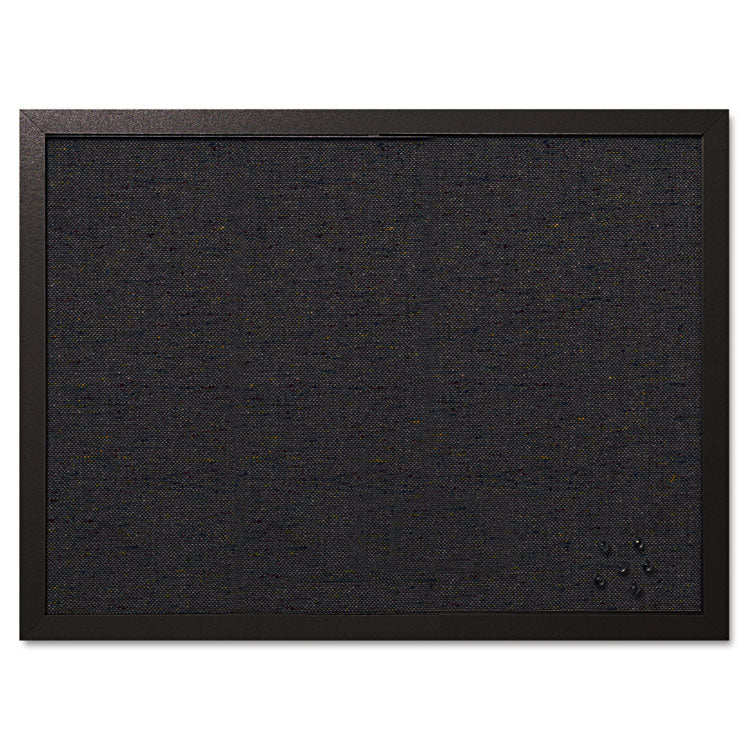 Designer Fabric Bulletin Board, 24" x 18", Black Surface, Black Fiberboard (MDF) Frame
