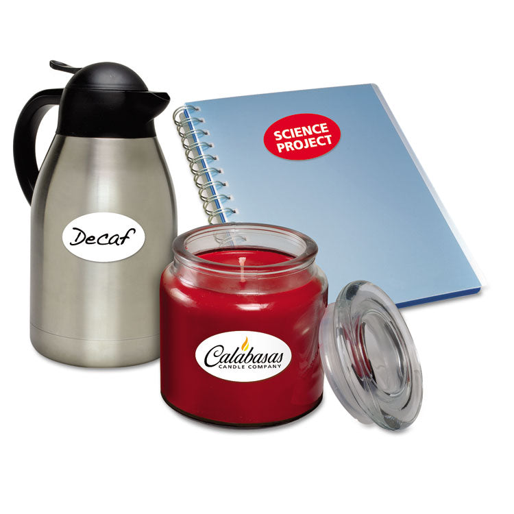 Oval Print-To-The-Edge Labels, 1.5 X 2.5, White, 18/sheet, 15 Sheets/pack