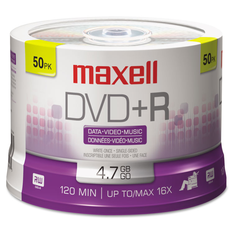 Dvd+r High-Speed Recordable Disc, 4.7 Gb, 16x, Spindle, Silver, 50/pack