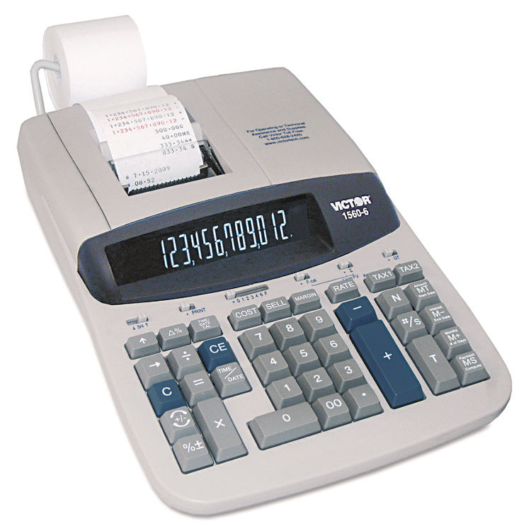 1560-6 Two-Color Ribbon Printing Calculator, Black/red Print, 5.2 Lines/sec