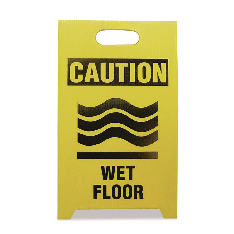 Economy Floor Sign, 12 X 14 X 20, Yellow/black, 2/pack