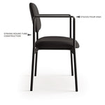 VL616 Stacking Guest Chair with Arms, Fabric Upholstery, 23.25" x 21" x 32.75", Charcoal Seat, Charcoal Back, Black Base
