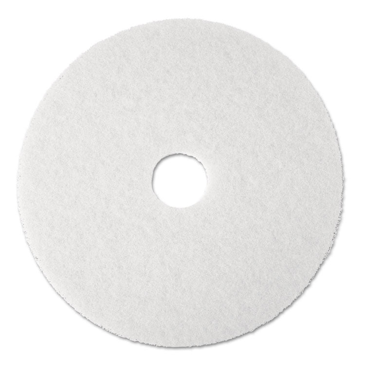 Low-Speed Super Polishing Floor Pads 4100, 19" Diameter, White, 5/carton