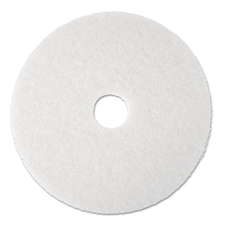 Low-Speed Super Polishing Floor Pads 4100, 13" Diameter, White, 5/carton